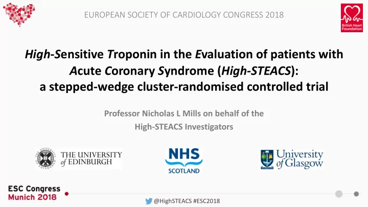 high s ensitive t roponin in the e valuation of patients
