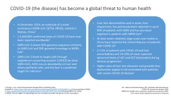 COVID-19 (the disease) has become a global threat to human health    Liver test abnormalities