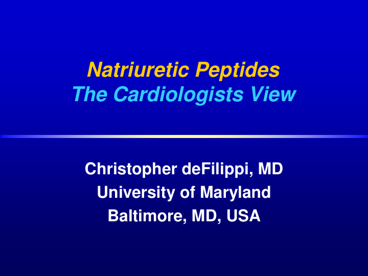 natriuretic peptides the cardiologists view