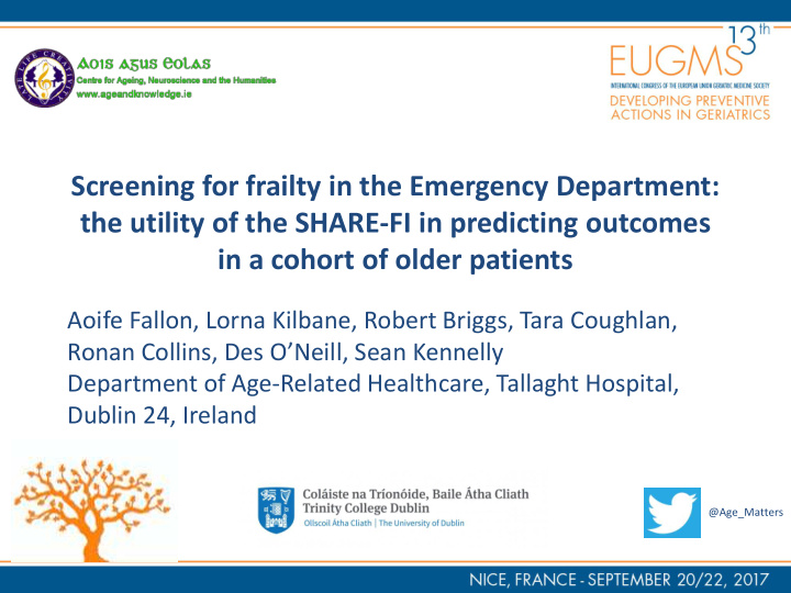 department of age related healthcare tallaght hospital