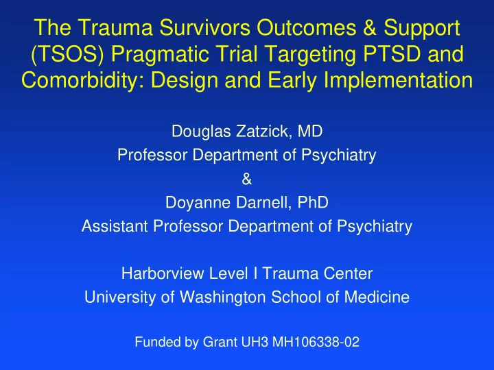 comorbidity design and early implementation