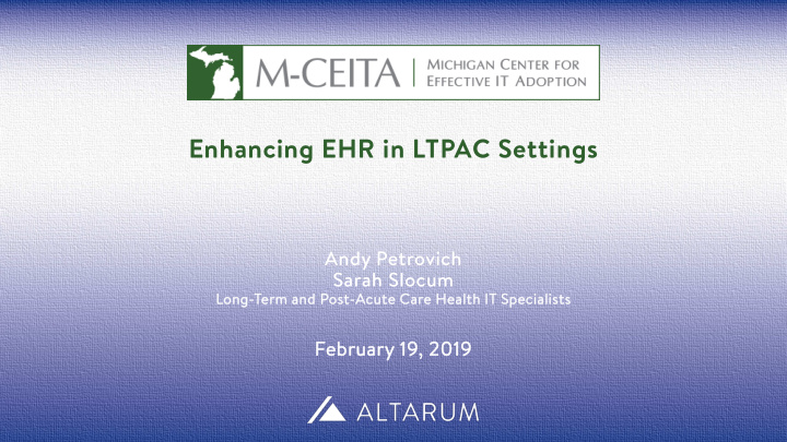 enhancing ehr in ltpac settings