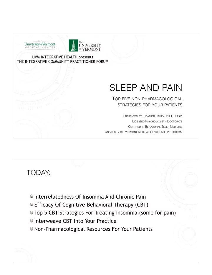 sleep and pain