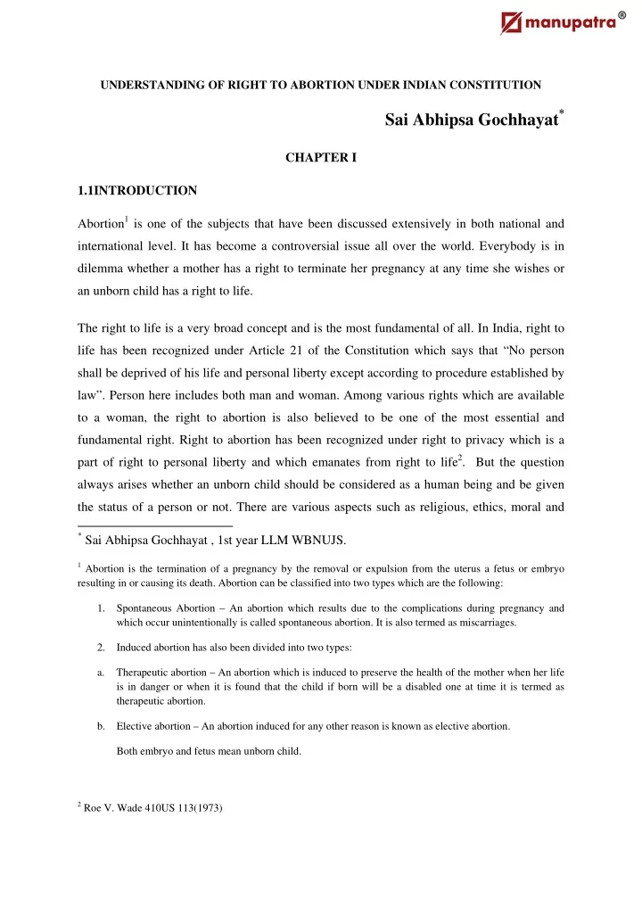 understanding of right to abortion under indian