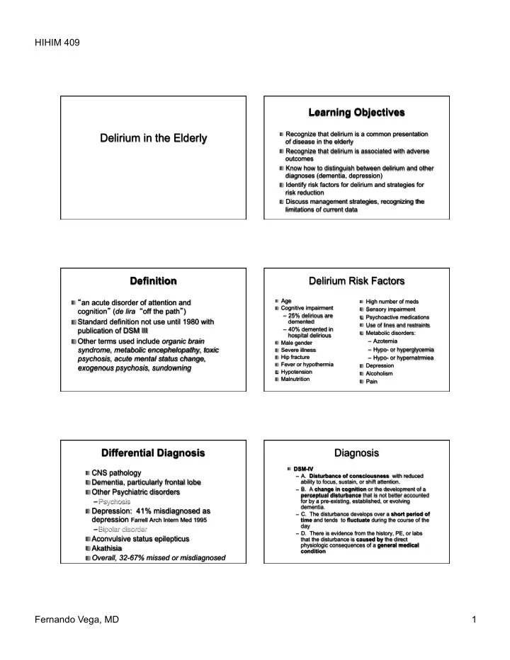 delirium in the elderly