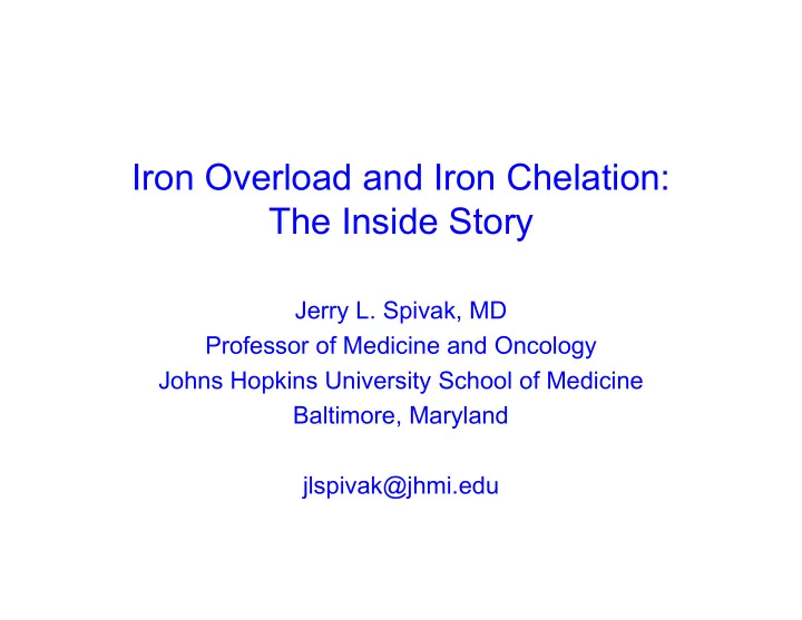 iron overload and iron chelation the inside story