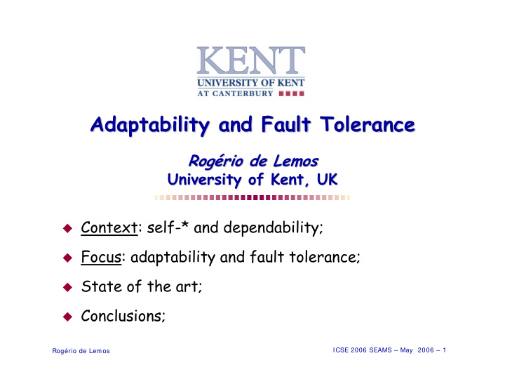 adaptability and fault tolerance adaptability and fault