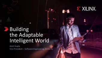 the Adaptable  Intelligent World  Amit Gupta Vice President  Software Engineering, Xilinx Inc