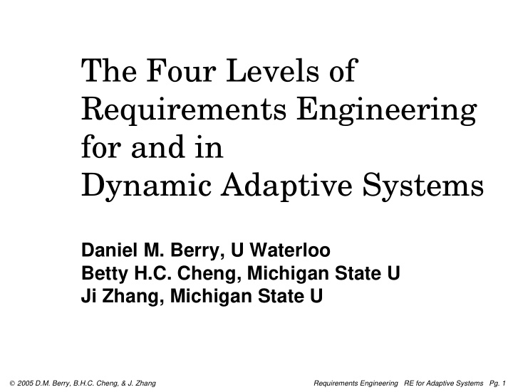 the four levels of requirements engineering for and in