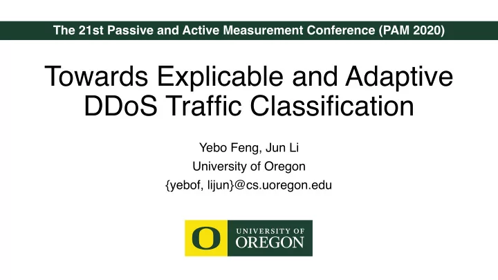 towards explicable and adaptive ddos traffic