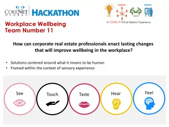 Workplace Wellbeing  Team Number 11  How can corporate real estate professionals enact lasting