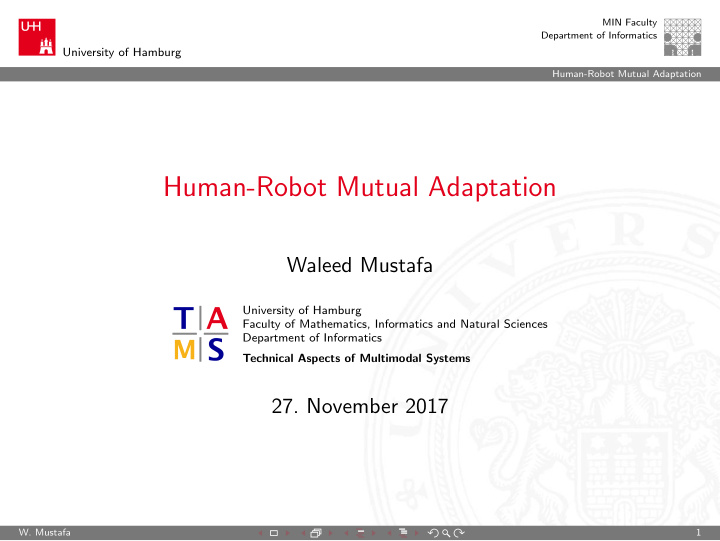 human robot mutual adaptation