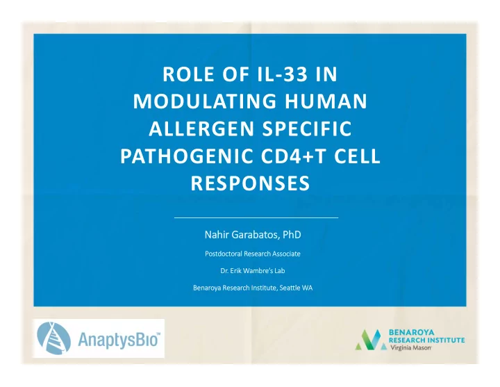 role of il 33 in modulating human allergen specific
