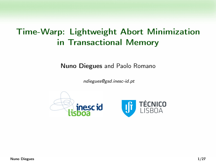 time warp lightweight abort minimization in transactional