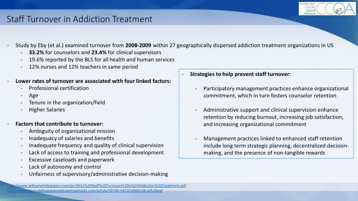 staff turnover in addiction treatment