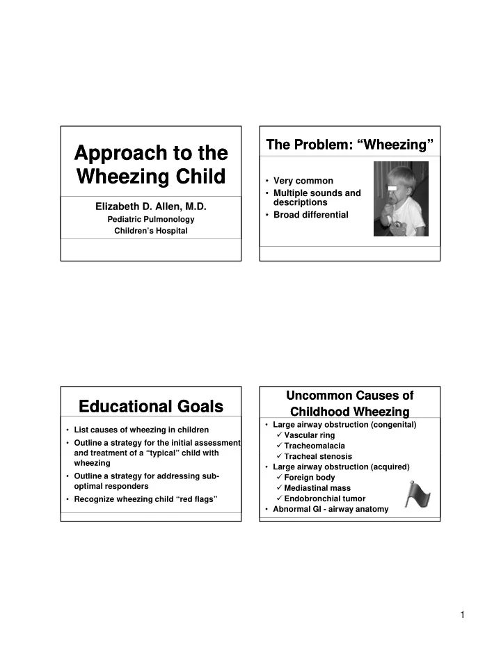 approach to the approach to the wheezing child wheezing