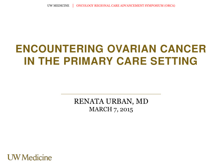 encountering ovarian cancer
