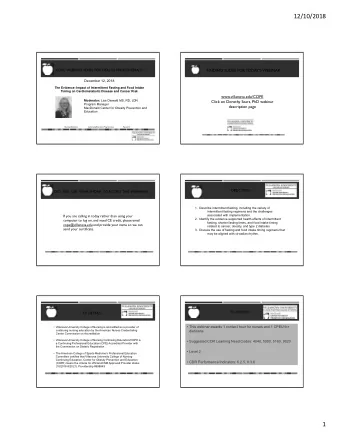 12/10/2018  COPE  WEBINAR SERIES FOR HEALTH PROFESSIONALS  FINDING SLIDES FOR TODAYS WEBINAR