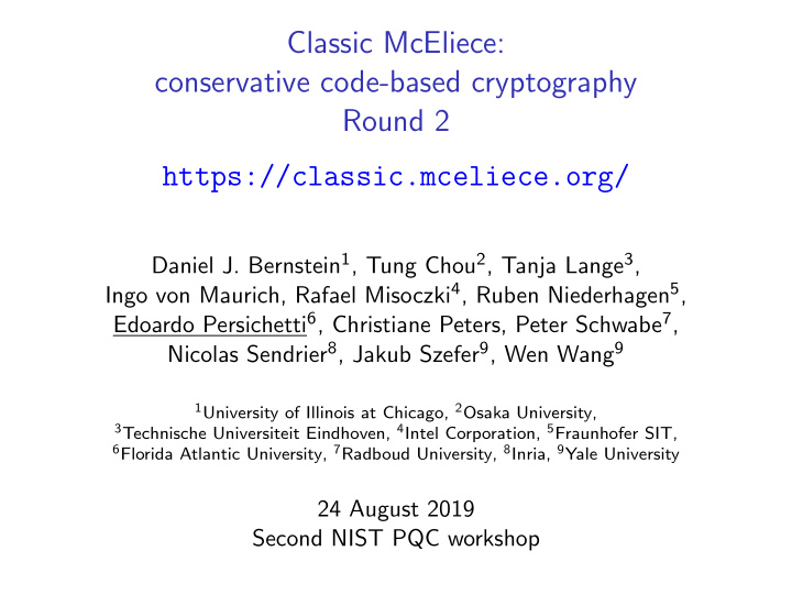 classic mceliece conservative code based cryptography