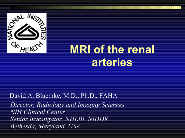 mri of the renal arteries