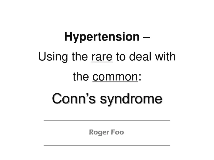 conn s syndrome