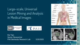 Lesion Mining and Analysis  in Medical Images  Ke Yan  Senior Researcher  PAII Bethesda Research