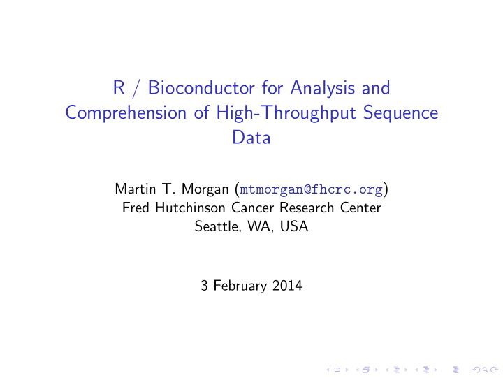 r bioconductor for analysis and comprehension of high