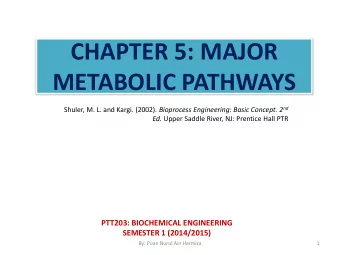 CHAPTER 5: MAJOR  METABOLIC PATHWAYS Shuler, M. L. and Kargi. (2002). Bioprocess Engineering: Basic
