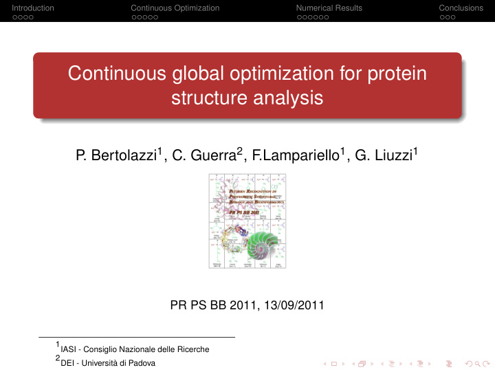 continuous global optimization for protein structure