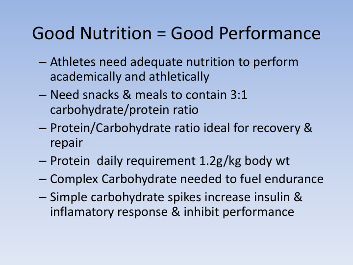good nutrition good performance