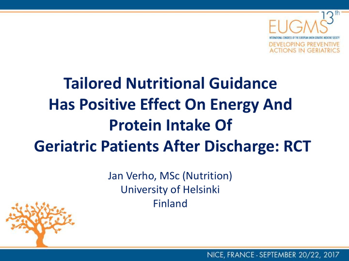 tailored nutritional guidance