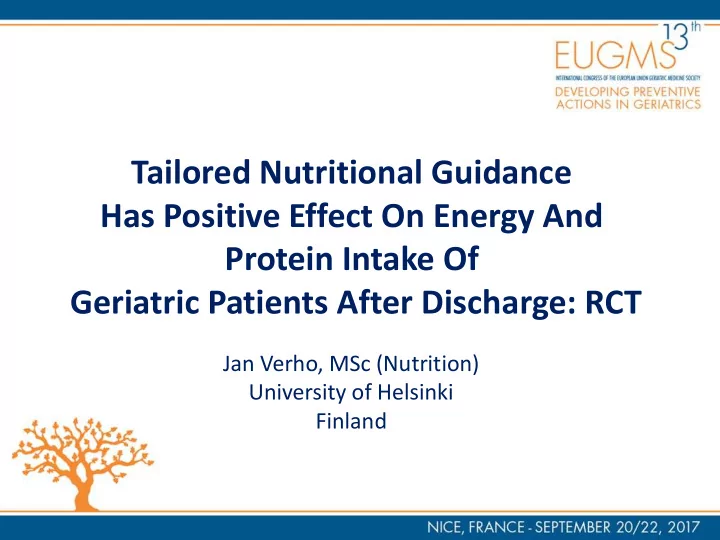 tailored nutritional guidance
