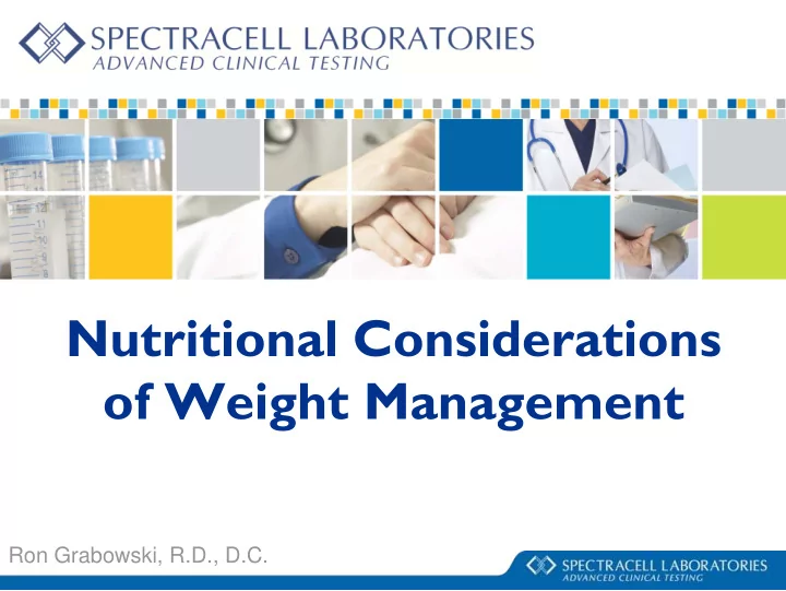 nutritional considerations of weight management