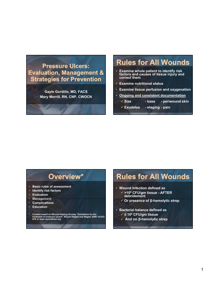 rules for all wounds rules for all wounds