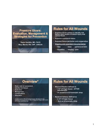 Rules for All Wounds  Rules for All Wounds  Pressure Ulcers:  Pressure Ulcers:  Examine whole