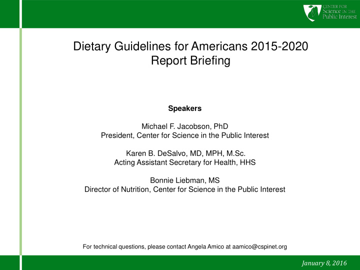 dietary guidelines for americans 2015 2020 report briefing