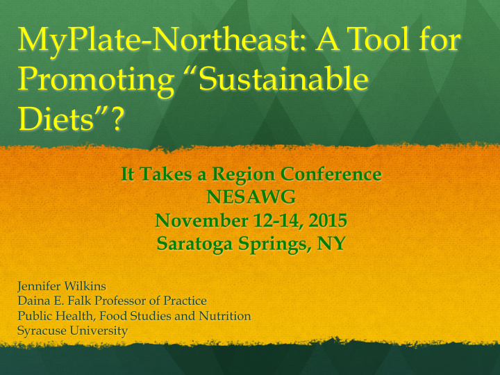 myplate northeast a tool for promoting sustainable diets