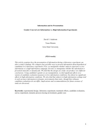 1    Information and its Presentation:  Gender Cues in Low-Information vs. High-Information