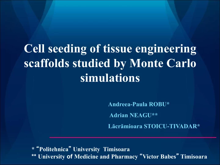 cell seeding of tissue engineering scaffolds studied by