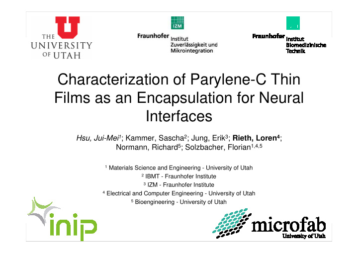characterization of parylene c thin films as an