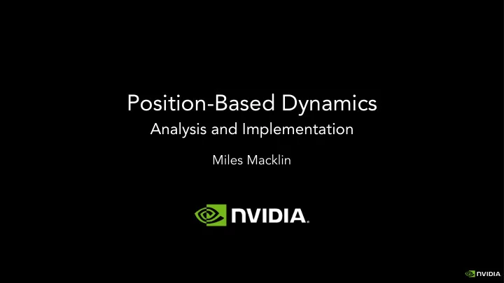 position based dynamics