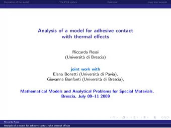 Analysis of a model for adhesive contact  with thermal effects  Riccarda Rossi  (Universit`  a di