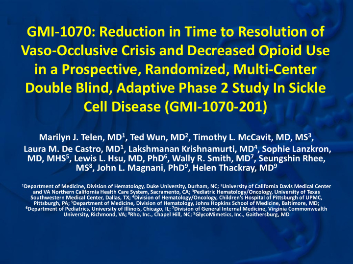 vaso occlusive crisis and decreased opioid use