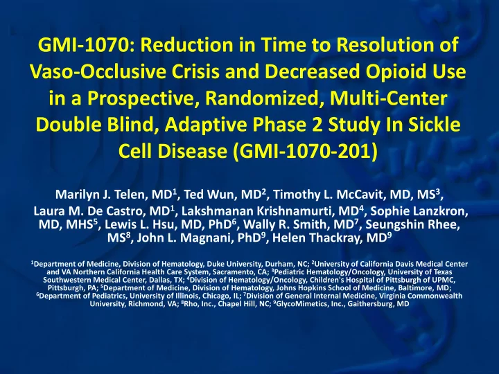 vaso occlusive crisis and decreased opioid use