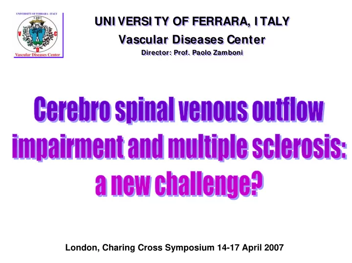 uni versi ty of ferrara i taly uni versi ty of ferrara i