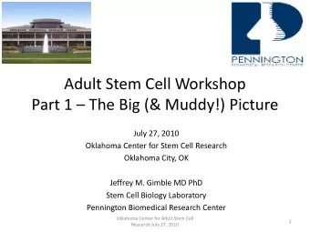 Adult Stem Cell Workshop Part 1  The Big (&amp; Muddy!) Picture  July 27, 2010  Oklahoma Center