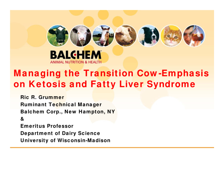managing the transition cow emphasis on ketosis and fatty