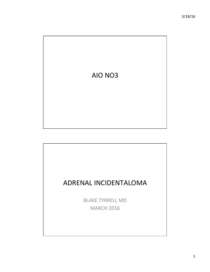 aio no3 adrenal incidentaloma