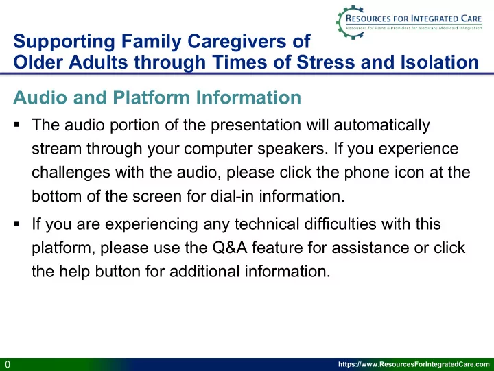 supporting family caregivers of older adults through