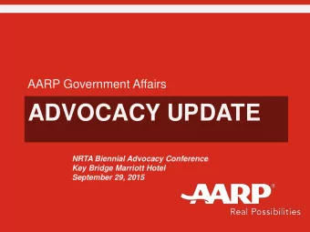 ADVOCACY UPDATE  NRTA Biennial Advocacy Conference  Key Bridge Marriott Hotel  September 29, 2015